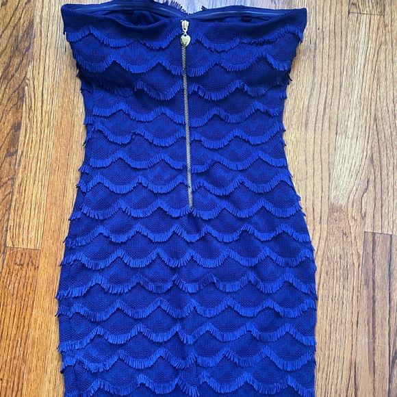 Guess Blue Scalloped Strapless Dress - Picture 2 of 2